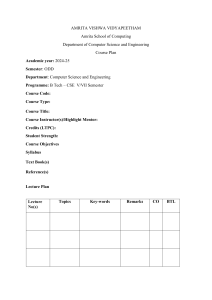 Amrita CSE B.Tech Course Plan 2024-25 | V/VII Semester