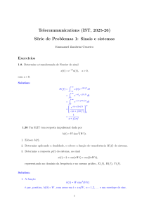 Conjunto de Problemas de Telecomunica&ccedil;&otilde;es: Sinais e Sistemas