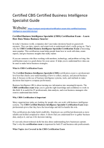 CBIS Certification Guide: Business Intelligence Specialist Exam