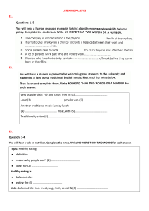 English Listening Practice: Meals & Nutrition
