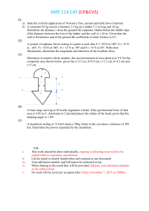 MPE 114 CAT: Engineering Mechanics & Physics Problems