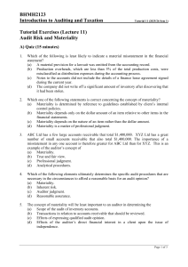 Auditing & Taxation Tutorial: Audit Risk & Materiality Exercises (2025/26)