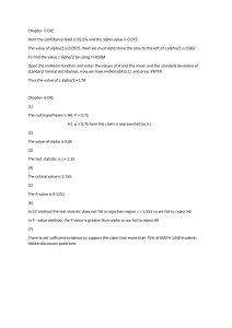 Statistics Hypothesis Testing & Confidence Interval Calculations