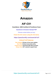 AWS AI Practitioner Exam (AIF-C01) Sample Questions