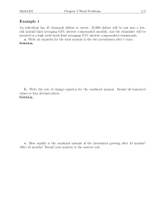 Math1231 Chapter 3 Word Problems: Investments, Demand, Sales Models