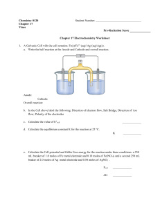 Electrochemistry Worksheet: Galvanic Cells & Cell Potential