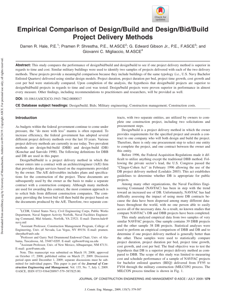 Design/Build vs. Design/Bid/Build: Project Delivery Comparison