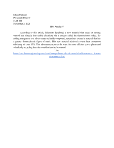 Thermoelectric Material Breakthrough: Waste Heat to Electricity (MAE 115)