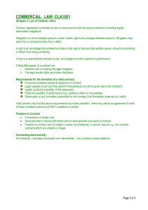 Commercial Law CLA1501: Introduction to Contract Law
