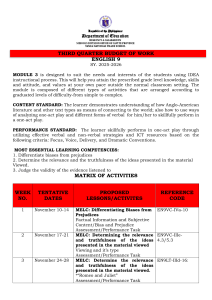 English 9 Third Quarter Budget of Work SY 2025-2026 | Curriculum Guide