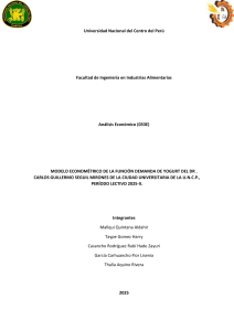Modelo Econom&eacute;trico Demanda Yogurt - Estudio UNCP