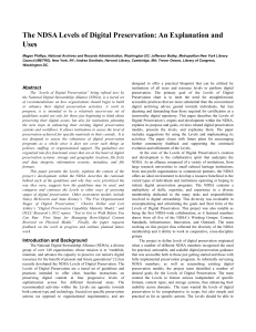 NDSA Levels of Digital Preservation: Explanation, Uses & Assessment Models