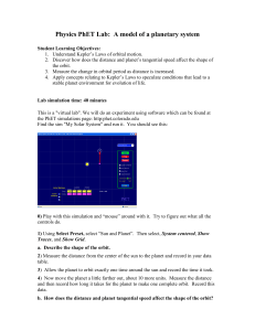 Kepler's Laws: PhET Planetary System Lab