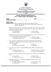 TLE 7 Agricultural & Fishery Arts 2nd Quarter Exam
