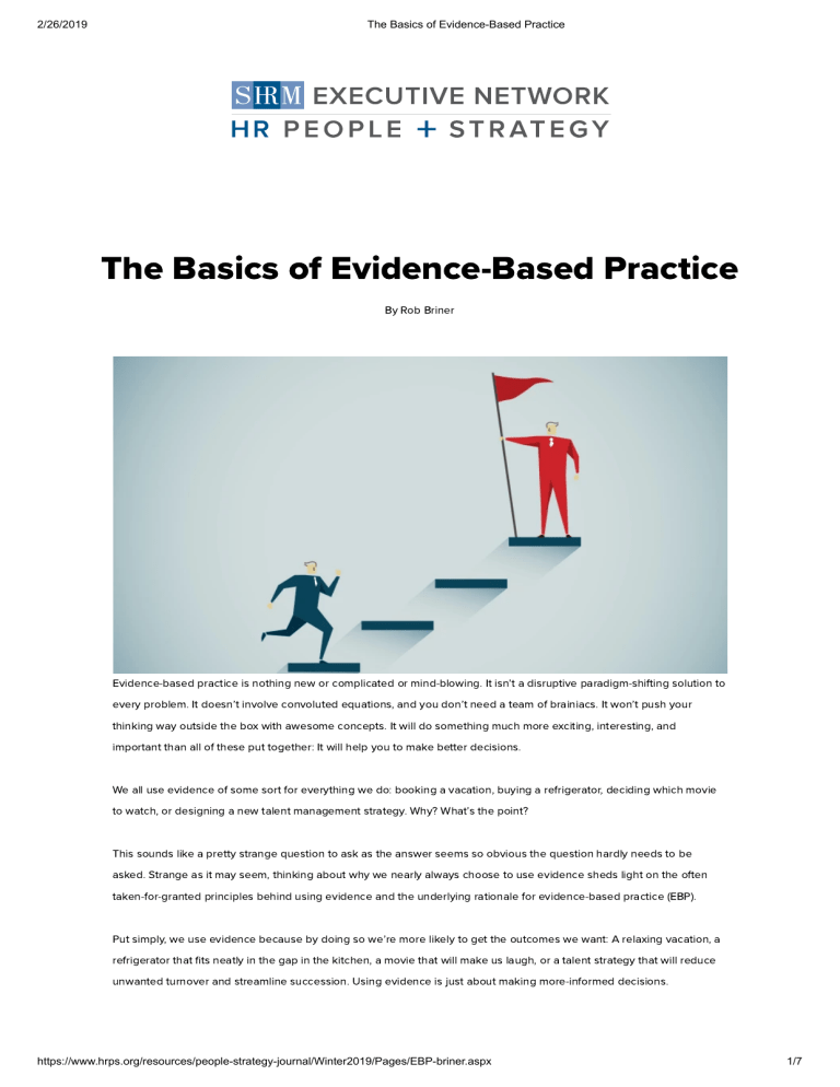 The Basics of Evidence-Based Practice: Better Decisions in Management