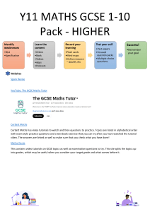 Y11 Maths GCSE Higher Revision Guide & Resource Pack
