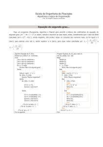Algoritmo e Pascal para Equa&ccedil;&atilde;o do 2&ordm; Grau