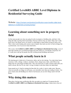 Certified Level6RS ABBE Level Diploma in Residential Surveying Preparation Guide Essential Study Resources
