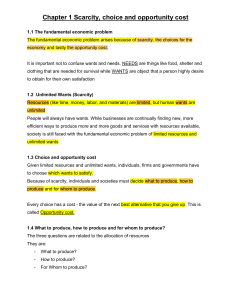 Economics Study Guide: Scarcity, Choice, Opportunity Cost & Production