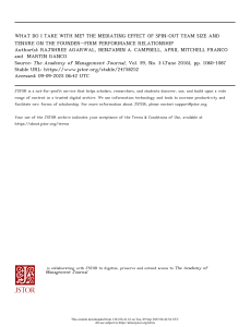 Spin-Out Team Size & Tenure: Founder-Firm Performance Relationship