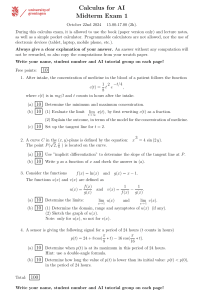 Calculus for AI Midterm Exam 1 - University of Groningen