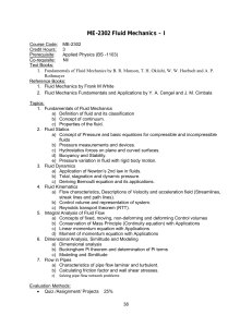 ME-2302 Fluid Mechanics I Course Syllabus & Topics