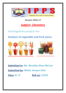 Analysis of Fruit & Vegetable Juices: Chemistry Project