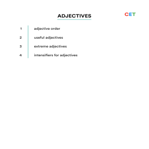 English Adjectives: Order, Types, Intensifiers & Practice Exercises