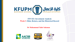 Investment Analysis: Risk, Return & Historical Record (FIN 523)