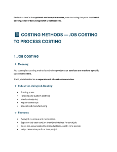 Costing Methods: Job, Batch, & Process Costing Explained