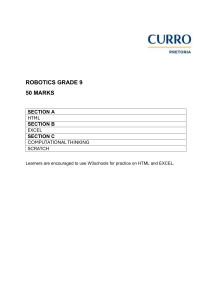Robotics Grade 9 Curriculum: HTML, Excel, Computational Thinking