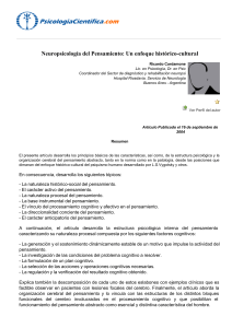 Neuropsicolog&iacute;a del Pensamiento: Enfoque Hist&oacute;rico-Cultural
