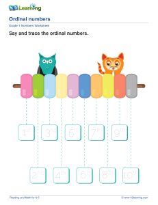 Grade 1 Ordinal Numbers Worksheet - Say and Trace