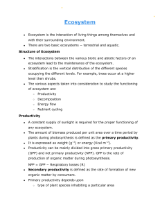 Ecosystems: Structure, Productivity, Decomposition & Energy Flow