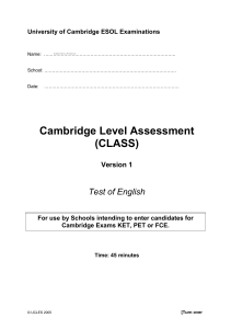 Cambridge English Assessment Test (KET, PET, FCE)