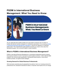 PGDM in International Business Management: Your Global Career Guide