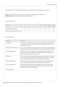 IB Math Internal Assessment Feedback: Gabriel Dawe's Rainbow Curves