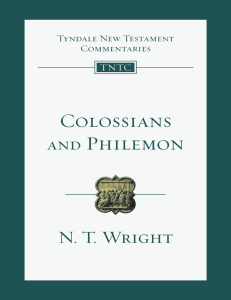 Colossians & Philemon Commentary: N.T. Wright | Tyndale