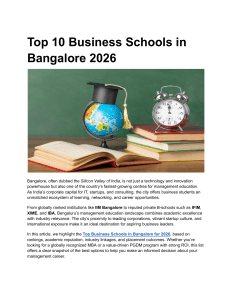 Top 10 Business Schools Bangalore 2026 | Rankings & Guide