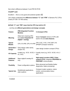 Siemens PLC: C vs IFM CPU Differences
