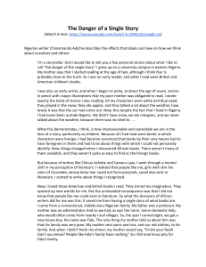 The Danger of a Single Story: Chimamanda Adichie Transcript