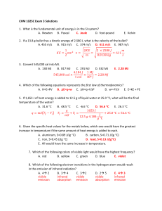 CHM 1025C Exam 3 Solutions: Chemistry Problems & Answers