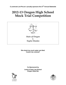 Oregon High School Mock Trial: State v. Taylor Durden