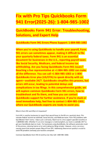 (2025-26) Pro Tips: Call 1-804-985-1002 to Fix Quickbooks Form 941 Error