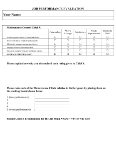 Maintenance Chief Performance Evaluation