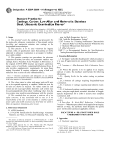 ASTM A 609/A 609M: Ultrasonic Examination of Steel Castings Practice