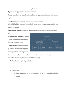 Descriptive Statistics: Sampling Methods, Bias & Central Tendency