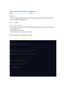 Tuples & Dictionaries Practice Assignment