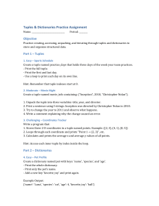 Tuples & Dictionaries Practice Assignment | Python Programming