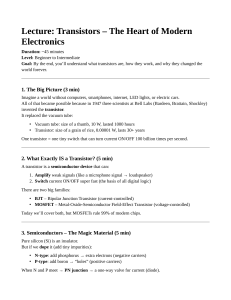Transistors: The Heart of Modern Electronics - Lecture